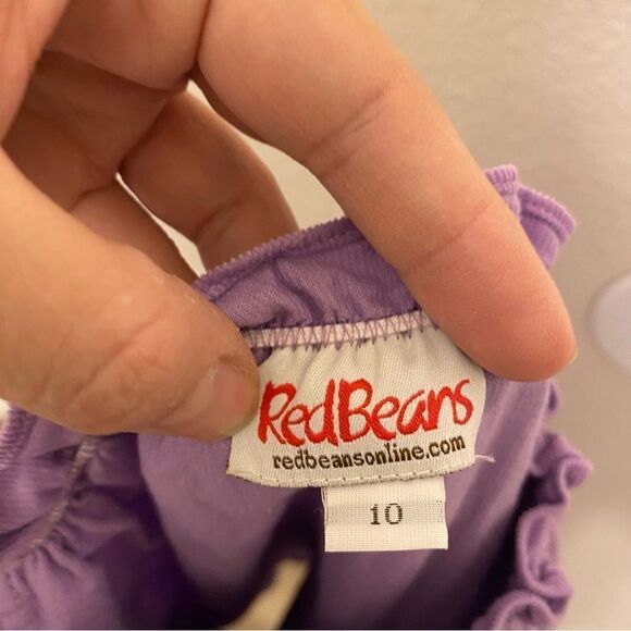 Red Beans cotton puff sleeve lavender oversized boho peasant courderoy dress 10 - Picture 8 of 8